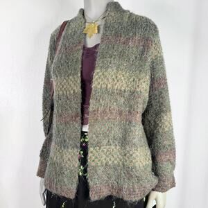 Size Large Vintage Mohair Blend Union Made Earthy Tone Cardigan Sweater